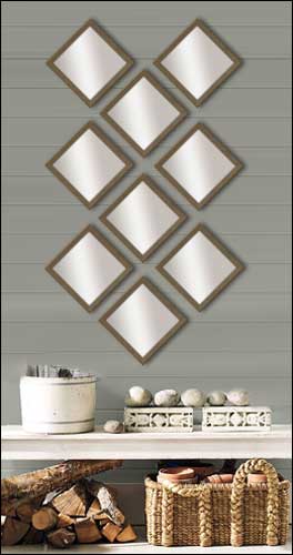 9 Decorative Mirrors in Brushed Bronze Frame